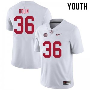 NCAA Youth Alabama Crimson Tide #36 Bret Bolin Stitched College 2020 Nike Authentic White Football Jersey MA17G01DN